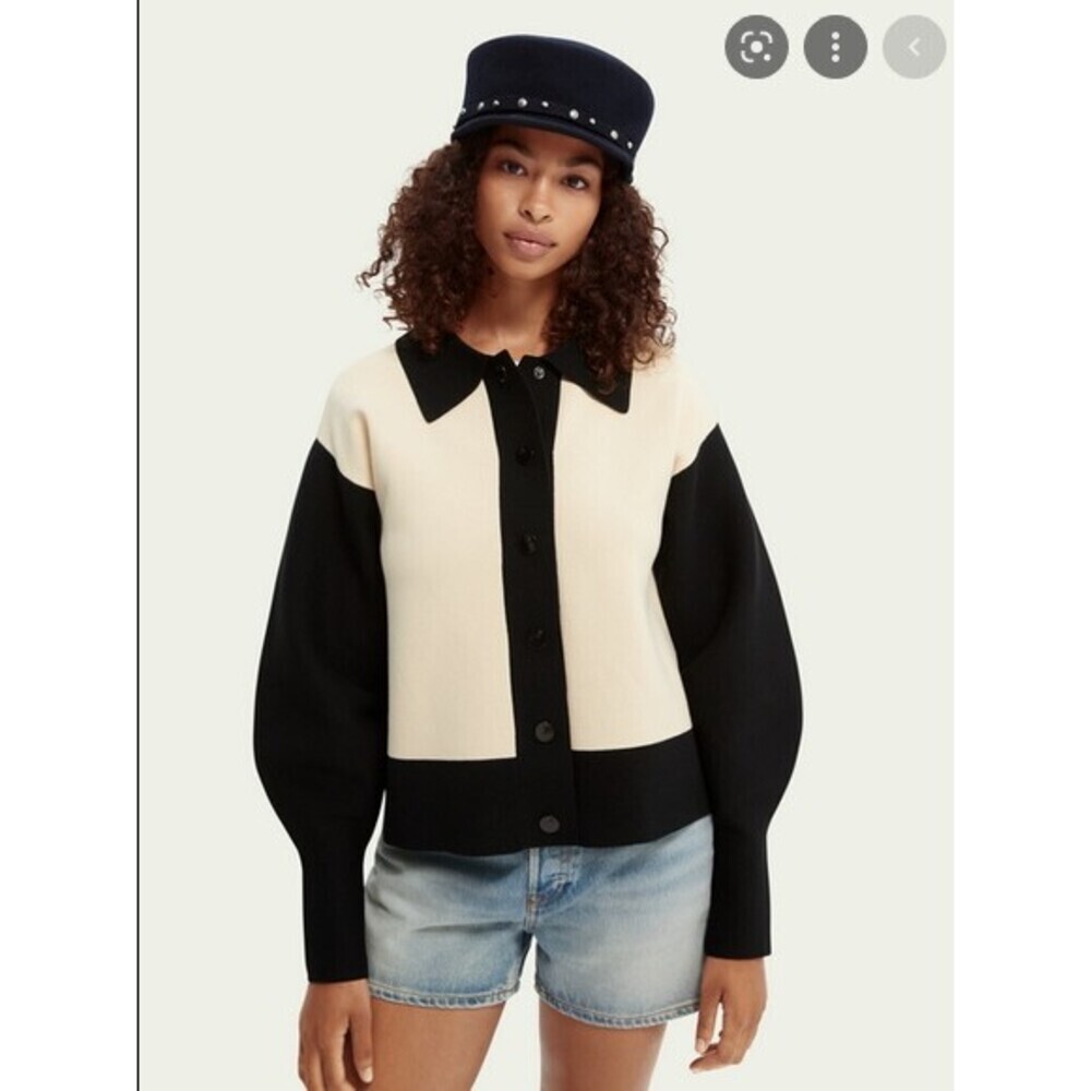 Anthropologie Colorblock Snap-Front Long Sleeve Sweater Cardigan Jacket (NWT) - Picture 5 of 13